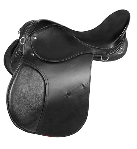 All Purpose Black Leather English Riding Horse Saddle Starter Kit (16") #TOP1