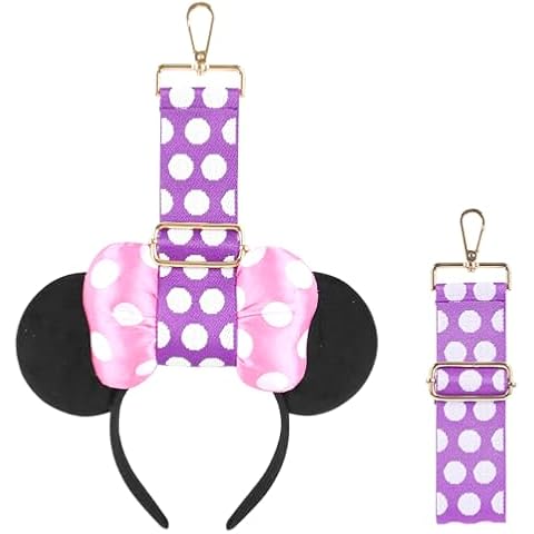 Gocasmus 2Pcs Mouse Ear Holder for Backpack Bag Storage Organizer Lanyard Strap Keychain Travel Accessories Display Headband Holder Hanging Hanger Purple Cover