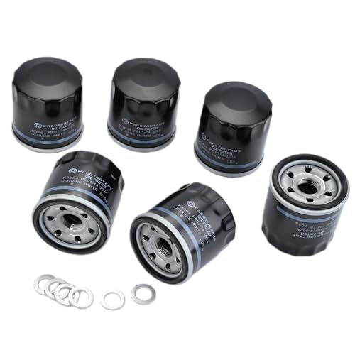 PAGOTORTAUS PE01-14-302A Engine Oil Filters Fits for Mazda 2 3 6 CX-3 CX-30 CX-5 CX-50 MX-5 with Drain Plug Washers Replaces W 6018 Wix 57002 B1400 6PCS