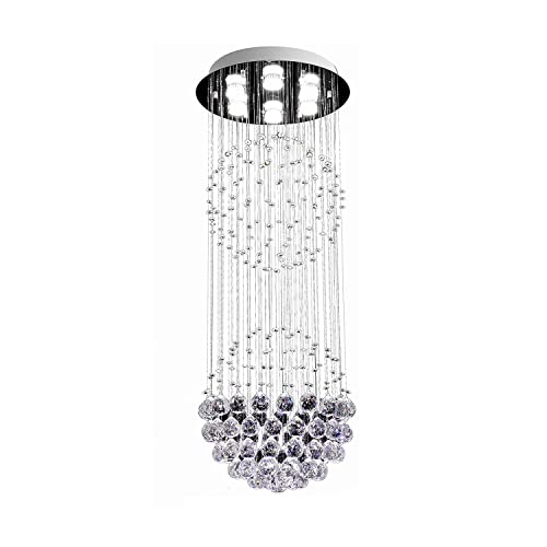 シャンデリア, ホーム LED ペンダントライト モダン クリスタル ウィンドチャイム シャンデリア インテリア 階段 玄関ホール 装飾 吊り下げ式照明器具 牧歌的 ホテル レストラン カフェ 天井吊り下げランプ