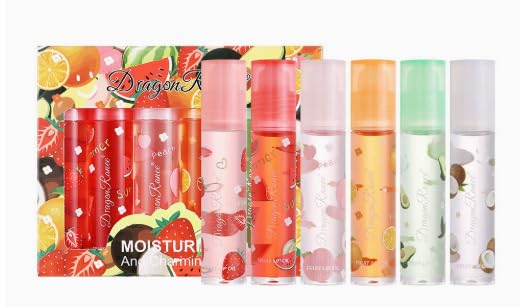 Vaethy Juego de brillo de labios, aceite de labios hidratante Roll-On, brillo de labios para niña y bálsamo labial, set de cuidado de labios