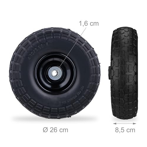 Relaxdays 4X Sackkarrenrad, pannensichere Vollgummireifen, 4.10/3.50-4", Stahlfelge, bis 150 kg, 260x85 mm, schwarz – Bild 5