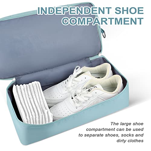 Woomada Travel Duffel Bag, Gym Bag With Wet Compartment ＆ Shoe Compartment. Overnight Bag For Women With Toiletry Bag, Carry On Duffel Bag,Sports Gym Tote Bag(Blue) #TOP3