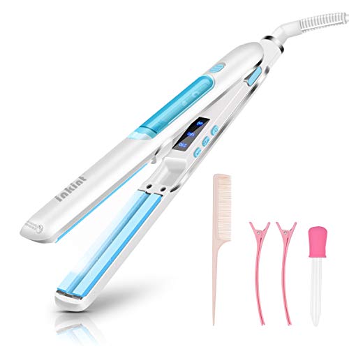 Steam Hair Straightener Flat Iron, inkint 1.2 Inch Professional Hair Iron Ionic Ceramic Straightening Iron for All Hair Types with Adjustable Temperature Dual Voltage