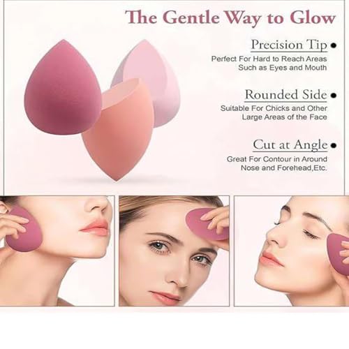 Image of Soft Makeup Sponge | Multi-Use Foundation, Concealer & Cream Blending Applicator for Smooth, Even, Streak-Free & Natural Makeup Finish for Face, Eyes & Contours (Pack of 2)
