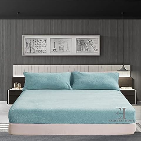 Teddy Fleece Fitted Bed Sheet Extra Deep 30cm Teddy Fleece Warm and Cosy Duck Egg Fitted Bed Sheet Single 90cm x 190cm + 30cm Approximate Cover