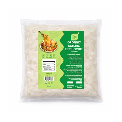 Ecological Organic Konjac (Shirataki) Fettuccine 1kg Keto Noodles | Low Carb | Gluten-Free | Zero Fat | Vegan Pasta Alternative | Ideal for Weight Loss & Diabetic Diets