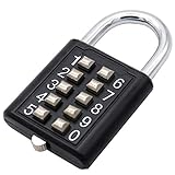 MINION 10 Digit Push Button Combination Padlock, 5 Digit Locking Mechanism