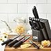 Marco Almond Knife Set with Block, 14 Piece Rainbow Titanium Knife Block Set, KYA25 Cooking Steak Knives set with Black Handle.