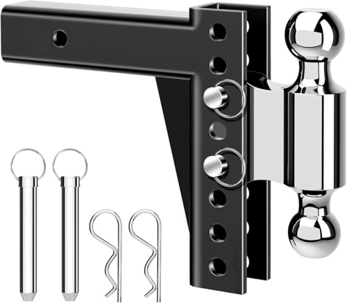 MaxxHaul 70380 Adjustable Dual Ball Mount – 12,000 lb & 8,000 lb Towing Capacity, 6‑1/2' Drop / 7‑1/2' Rise, Dual Hitch Balls (2' & 2‑5/16'), Fits...