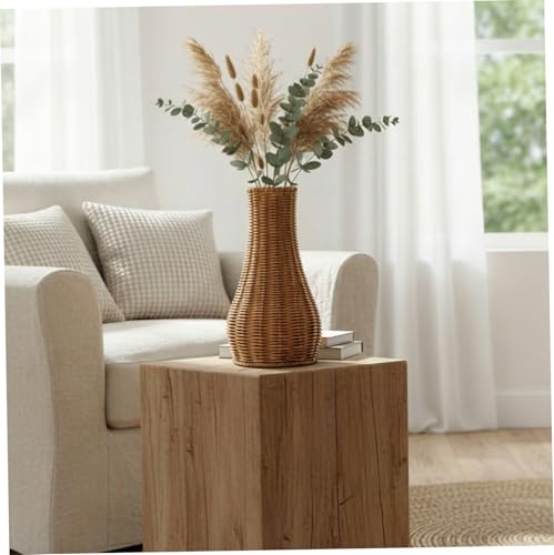 Vase en osier rustique pour fleurs séchées et centre de table convivial