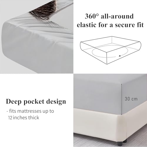 Drap housse imprimé chat gris matelas respirant antidérapant - 5