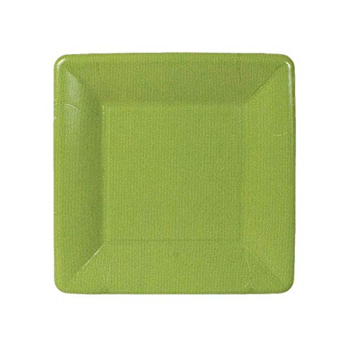 Entertaining with Caspari Grosgrain Border Square Salad/Dessert Plates, Moss Green, 8-Pack Entertaining with Caspari Grosgrain Border Square Salad/Dessert Plates, Moss Green, 8-Pack