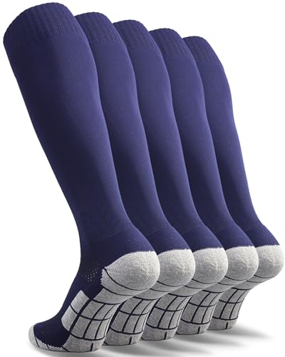 Image of CWVLC Soccer Socks (1 /3 /5 pairs) Team Sport Knee High Socks for Adult Youth Kids