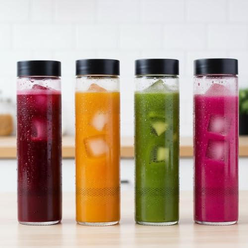 Image of Glassbunny Glass Bottles Wide Mouth Glass Water Bottle with Leak-Proof Airtight Black Plastic Lid for Water, Smoothie, Juices - 750ml - 1PC