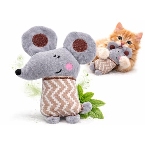 Brinquedo Rato de Pelúcia para Gatos com Catnip Natural, Erva Gato. Macio, Leve e Divertido, Estimula o Instinto de Caça, Alivia o estresse e Ajuda na Limpeza Bucal FS