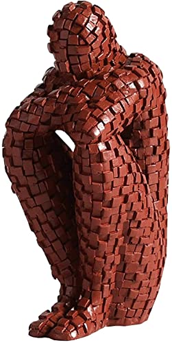 HANDIYA Sculpture Artisanale Abstrait Sculpture Personnes résine Moderne Bureau Bureau étagère bibliothèque décor Anniversaire (Color : Brown)