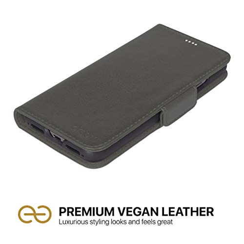 Image of dreem Fibonacci 2-in-1 Wallet Case for Apple iPhone 11 Pro Max - Luxury Vegan Leather, Magnetic Detachable Shockproof Phone Case, RFID Card Protection, 2-Way Flip Stand - Grey
