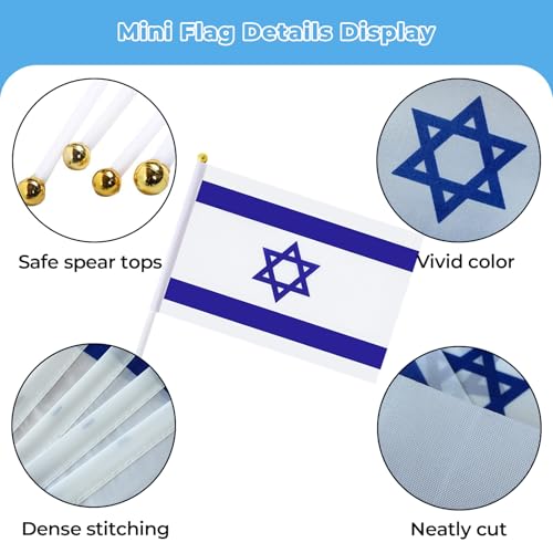 Drapeaux israéliens de table et défilé lot de 12 mini formats à main
