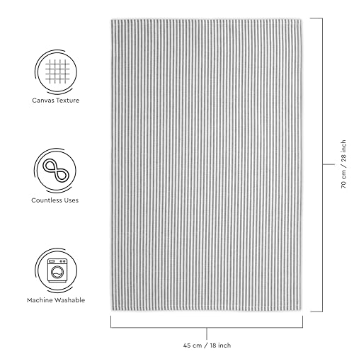 Image of Encasa XO Kitchen Towels Cotton Pack of 4 | 70x45 cm, Ticking Black - Dish Cloths | Highly Absorbent Cleaning & Wiping Cloths for Kitchen | Reusable Tea Towels
