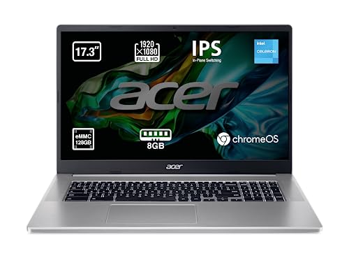 Acer Chromebook CB317-1H – Ordenador Portátil 17.3″ Full HD IPS (Intel Celeron N4500, 8GB RAM, 128GB eMMc, Sistema operativo ChromeOS) Color Plata – Teclado QWERTY Español Acer Chromebook CB317-1H – Ordenador Portátil 17.3″ Full HD IPS (Intel Celeron N4500, 8GB RAM, 128GB eMMc, Sistema operativo ChromeOS) Color Plata – Teclado QWERTY Español