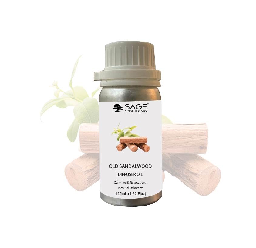 Image of Sage Apothecary Old Sandalwood Diffuser Oil Natural Aromatherapy Oil for Sleep and Relaxation - 125 ml