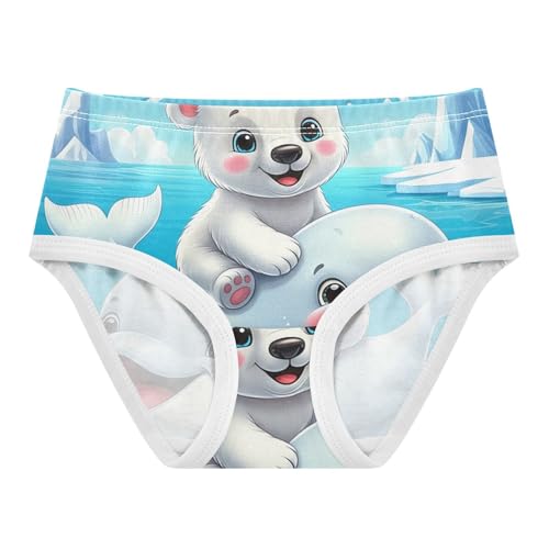 Toddler Girls Underwear 2t Cotton Panties Little Girl Designer Briefs Girls Undies Cute Cartoon Polar Bear Whale