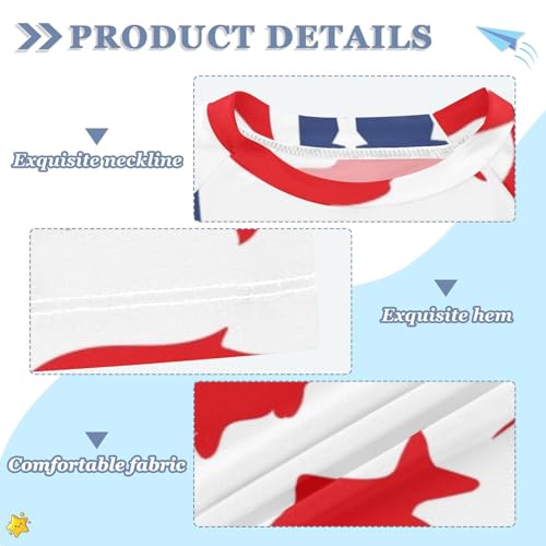 Aflyko 4th of July Kid Rashguard Shirt Shark American Flag Boys Girls Swimsuit Top3