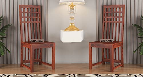 Image of Kuber Wooden Dining Chairs Set of 2 for Kitchen & Dining Room, Two Seats, Solid Sheesham Wood, Honey Finish