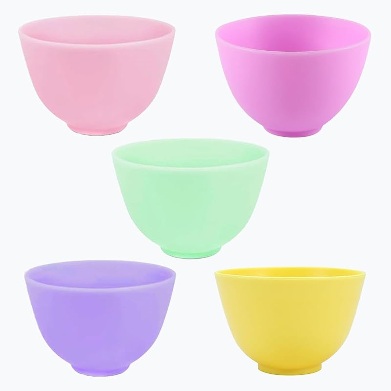 Conjunto Rowcay com 5 Tigelas de Silicone para Mistura de Máscaras Faciais, Mixcolor-5p