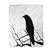KENDIA Coperta da tiro di Flanella Minaccioso Seduto su Un Ramo di Albero spoglio Uccello Corvo Nero Halloween Theme Silhouette Coperta Morbida Calda Decorativa per La Casa (80 * 60 Pollici)