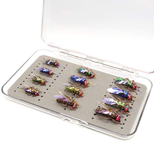 Trout Fly Fishing Flies Collection Dry Wet Nymph Fly Assortment With Fly Box Flyfishing Flys Lures 12/16/18/22/36 Kits (Realstic Fly Kit) #TOP5