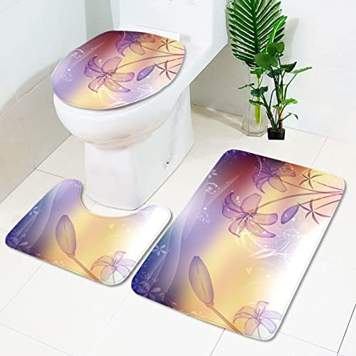 Badematten Set 3 teilig,Toilettenmatte Set,3er Badgarnitur Badezimmer Matte Set Dusch Bade Matte Vorleger Teppich 3D…