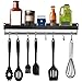 Porta Utensili da Cucina,Mensola da Cucina,Mensola Organizer con 8 Gancio,Barra Portautensili Cucina,Mensola multifunzionale sospesa per corridoio,bagno o cucina,Forte e bello,pratico