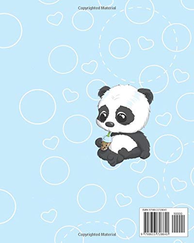 STICKER BOOK: Permanent Blank Sticker Collection Book for Boys and Girls with Cute Panda Bear and Bubble Tea, Album with White 8x10 Inch Pages for Collecting Stickers, Sketching and Drawing image 2