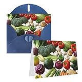 SDTYKHJ Grußkarte mit Umschlägen, 10,2 x 15,2 cm, blanko, Notizkarten, Einführung verschiedener Gemüsesorten, Geburtstagskarte, lustige Postkarten für Geburtstag, Hochzeit, Einladungen