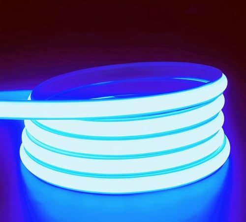 ANSIEN® Strisce LED 220 V al neon (blu, 2 M),ogni taglio di 10 cm, 12 W/m COB luce a corda alta luminosità, IP65 impermeabile con spina per raddrizzatore e adesivo, neon LED per casa, bar, ristoranti