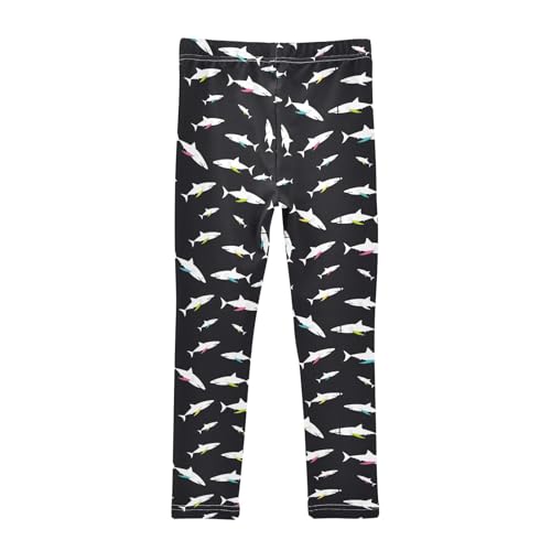 Girls Leggings Shark with Neon Colored Fins Toddler Girls Clothes Leggings for Girls Toddler Girls Leggings 3-4T2