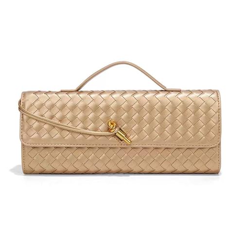 Image of Handmade Woven Evening Bag for Women Casual Clutch Purse Leather Shoulder Handbag Fashion Crossbody Bag
