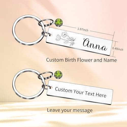 Clouater Personalized Birth Flower Keychain Gifts For Women Graduation Birthday Gift For Girls Her Daughter Custom Birthstone Key Chain Gift For Mom Friend Sister Female Wedding Valentine'S Day Christmas thumb #3