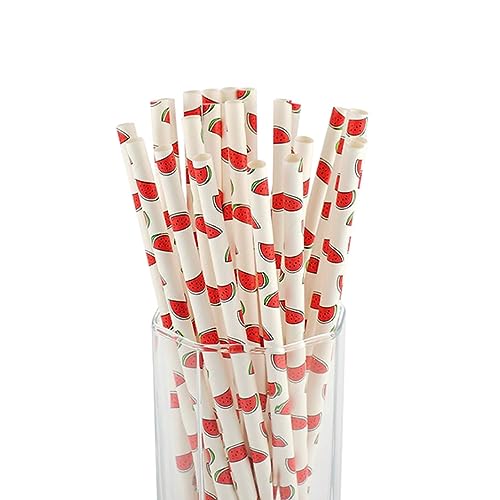 100 pitillos de papel con diseño frutal biodegradables miniatura 1