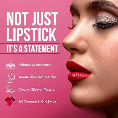 Image of Colors Queen Color It All Long Lasting Crayon Lipstick | Up to 18 Hours Stay | Creamy Matte Finish | Waterproof & Light Weight| Smudge Proof & Non-Transferable | Lipstick for Women (Confident,3.5g)