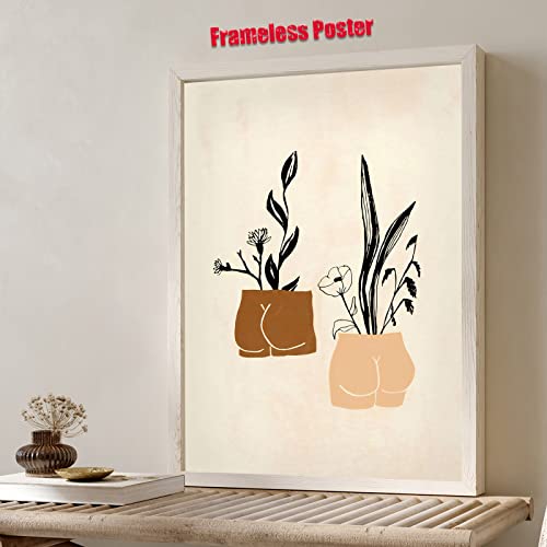 Boho Minimalist Wall Art Silhouette Floral Poster Boho Abstract Line Art Print Abstract Silhouette Wall Art Aesthetic Minimalist Painting Boho Bathroom Artwork Minimalist Modern Painting 12X16In No Frame #TOP1