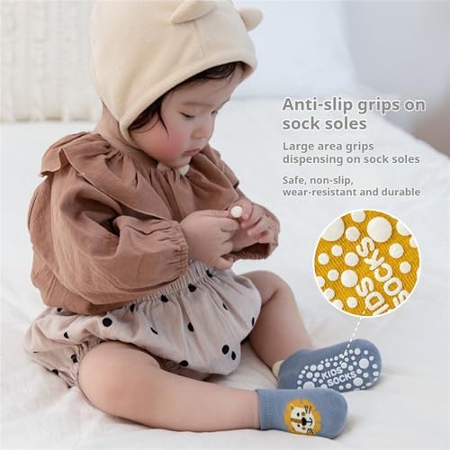 Toddler Baby Non-Skid Ankle Socks with Grips Girls Boys Anti-Slip Floor Socks for Infants 12 Pairs3