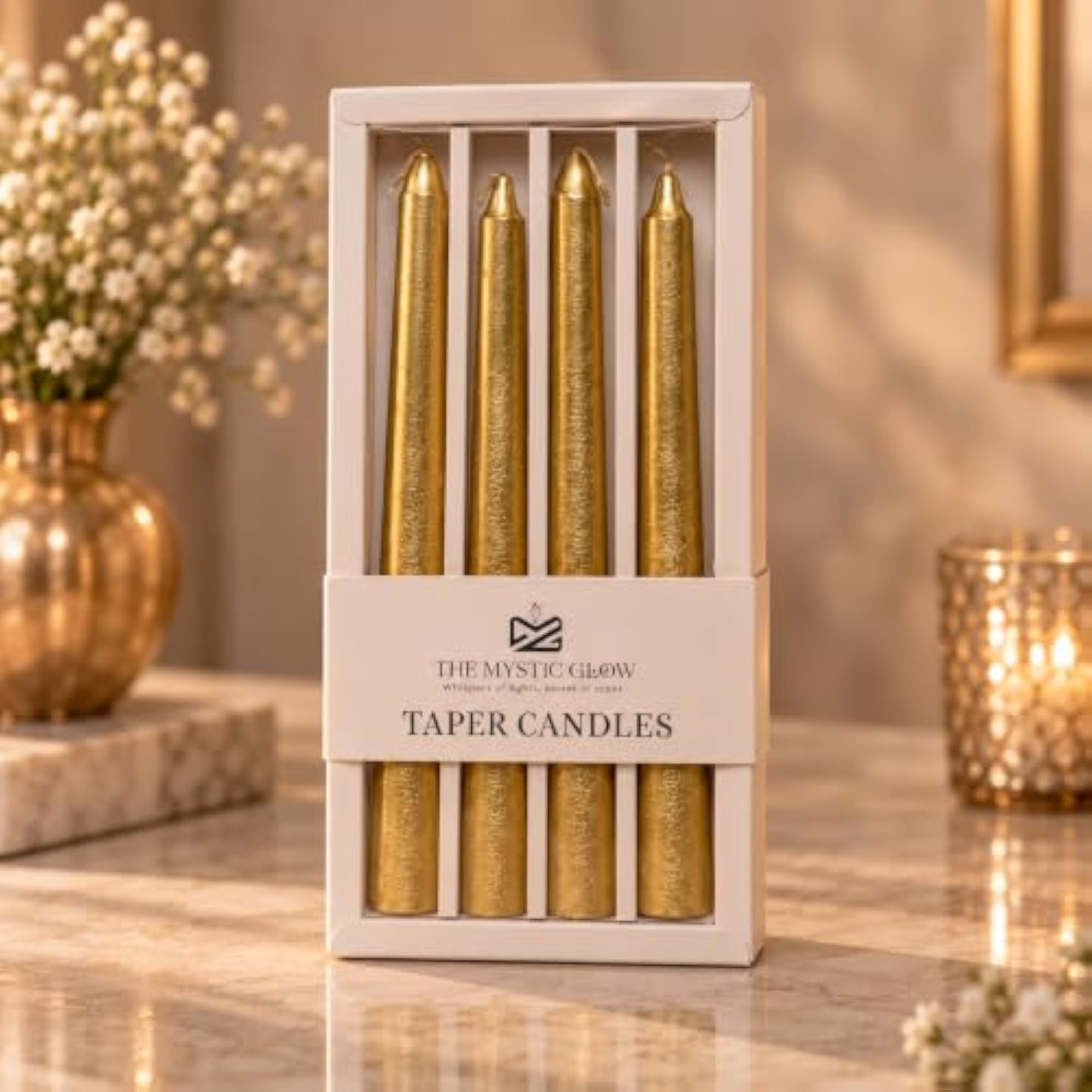 Celestial Taper Candles, Pack of 4