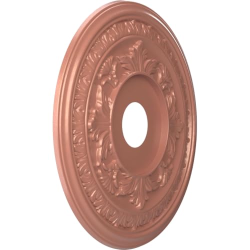 Image of Ekena Millwork CMP19BAFCP Baltimore Thermoformed PVC Ceiling Medallion (Fits Canopies up to 7 3 /4 inch), 19 inchOD x 3 1 /2 inchID x 1 inchP, Universal Pearl Metallic Champagne Pink