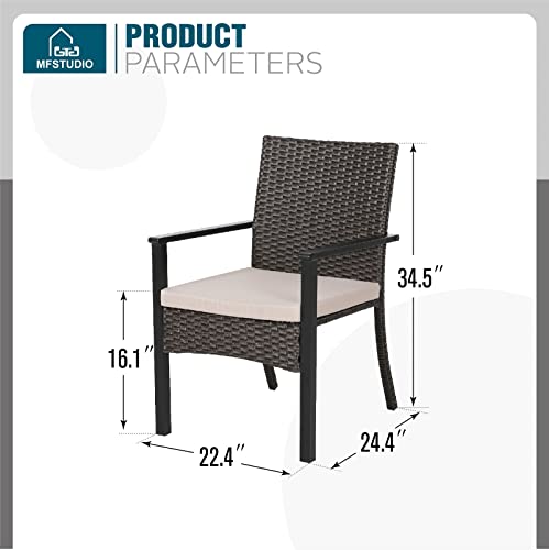 Image of MFSTUDIO Wicker Patio Chairs Set of 4, Outdoor Furniture Dining Chairs, Extra-Wide Patio Chair Set with Zipper Cushions, Rattan Outdoor Chair Sets of 4, Deck, Porch