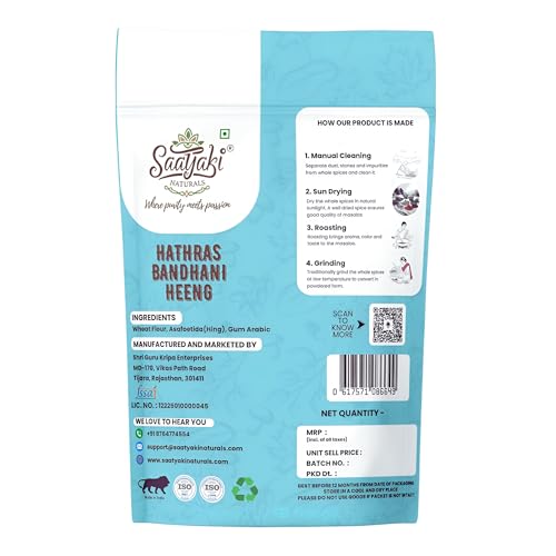 Image of Saatyaki Naturals Organic Hathras Bandhani Heeng Powder -50gm | Hing,hiing Kadak Heeng Tadka | Pure Compounded Asafoetida for Cooking | Aromatic Spice for Flavorful Dishes
