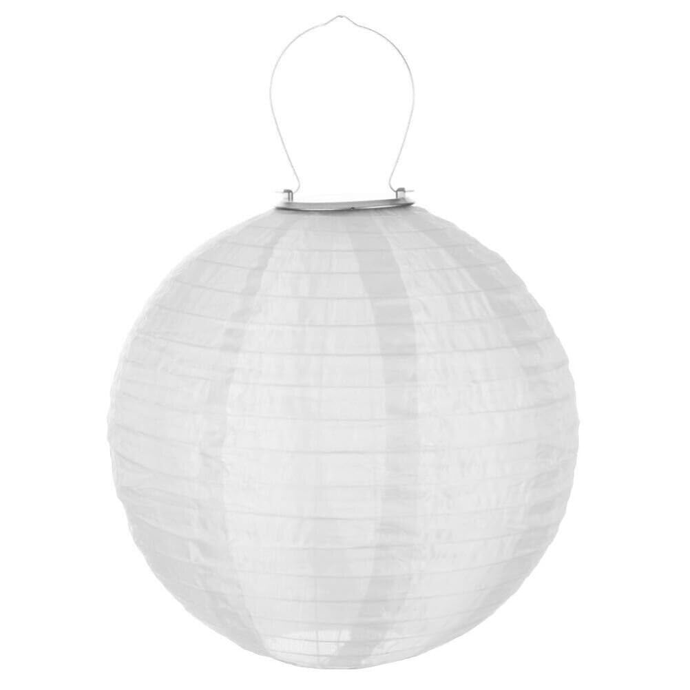 12in Waterproof LED Solar Cloth Chinese Lantern Festival Party Hanging Lamp Retro Lantern Light (White)