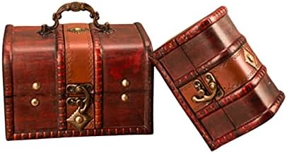 Tirelire Vintage En Bois Avec Serrure, Coffre Au Trésor En Bois, Faite